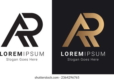 Luxury Initial Letter AR or RA Monogram Text Letter Logo Design