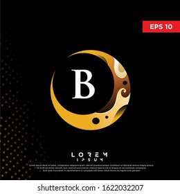 luxury initial letter b crescent moon logo. modern icon, template design