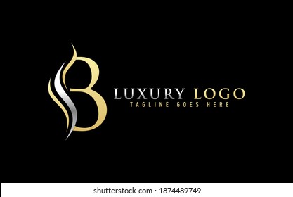 lujosa letra inicial B con diseño de logotipo combinado oro y plata. Usable Para Empresas, Comunidad, Industrial, Fundación, Empresa De Servicios. Ilustración del diseño del logotipo vectorial.