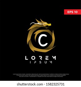 luxury initial letter c dragon logo. modern icon, template design