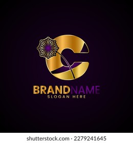 Diseño de logotipo de letra inicial de lujo C, para empresa, boutique, negocios, moda, etc