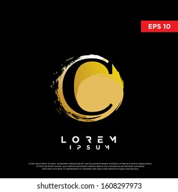 luxury initial letter c round brush logo. modern icon, template design
