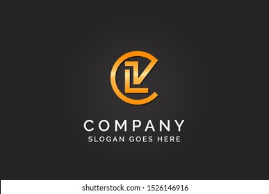 Luxury initial letter CLV golden gold color logo design. Tech business marketing modern vector