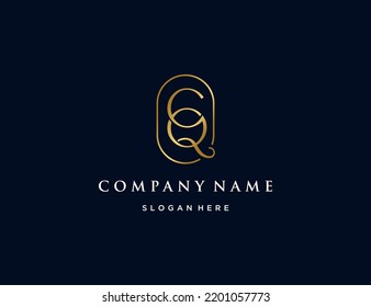Plantilla de diseño del logotipo de CQ de la carta inicial de lujo