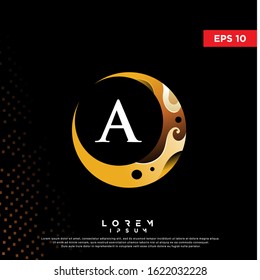 luxury initial letter a crescent moon logo. modern icon, template design