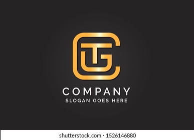 Luxury initial letter CTG golden gold color logo design. Tech business marketing modern vector