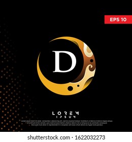 luxury initial letter d crescent moon logo. modern icon, template design