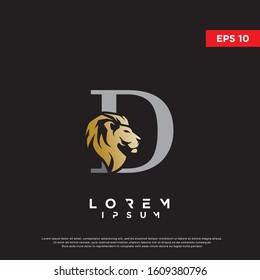 luxury initial letter d lion logo. modern icon, template design