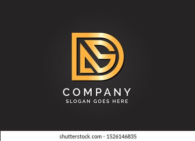 Luxury initial letter DAS golden gold color logo design. Tech business marketing modern vector