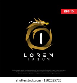 luxury initial letter i dragon logo. modern icon, template design