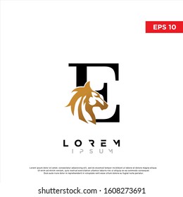 luxury initial letter e horse logo. modern icon, template design