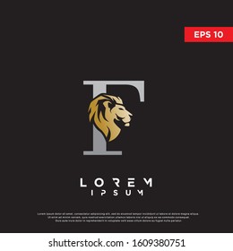 luxury initial letter f lion logo. modern icon, template design