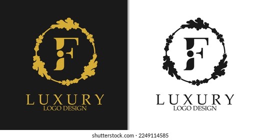 Luxury initial letter F Logo Design, Elegant modern minimal logo template, suitable for, business, wedding, boutique, company, etc
