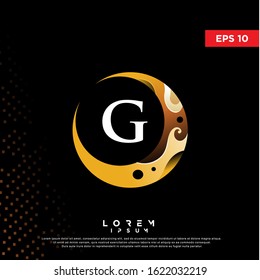 luxury initial letter g crescent moon logo. modern icon, template design