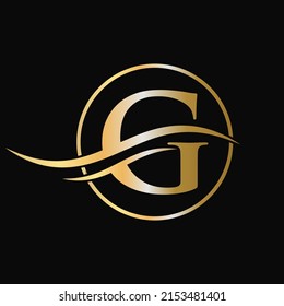 Luxury initial letter G golden gold color logo design. G Initial Based Letter Icon Logo