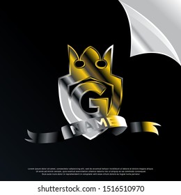 luxury initial letter G inside crown emblem icon, modern template logo design