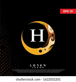 luxury initial letter h crescent moon logo. modern icon, template design