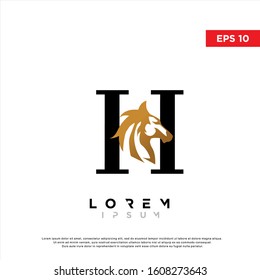 luxury initial letter h horse logo. modern icon, template design