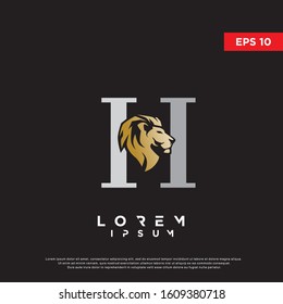 luxury initial letter h lion logo. modern icon, template design