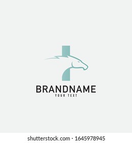 luxury initial letter I horse logo. modern icon, template design
