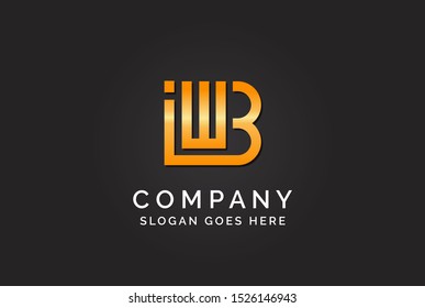Luxury initial letter IWB golden gold color logo design. Tech business marketing modern vector