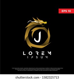 luxury initial letter j dragon logo. modern icon, template design