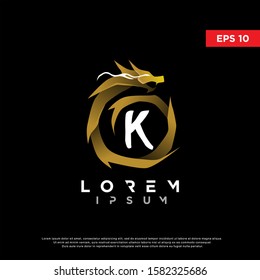 luxury initial letter k dragon logo. modern icon, template design