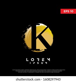 luxury initial letter k round brush logo. modern icon, template design