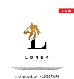 luxury initial letter l horse logo. modern icon, template design