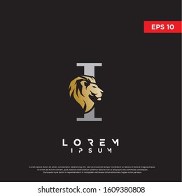 luxury initial letter i lion logo. modern icon, template design