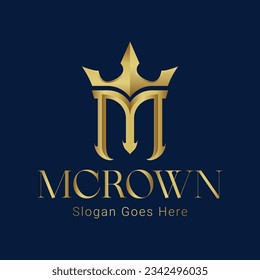 Luxury Initial Letter M with Crown Logo Design