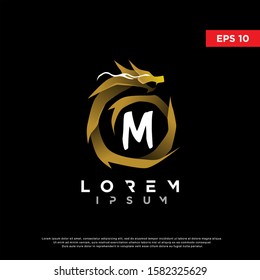 luxury initial letter m dragon logo. modern icon, template design