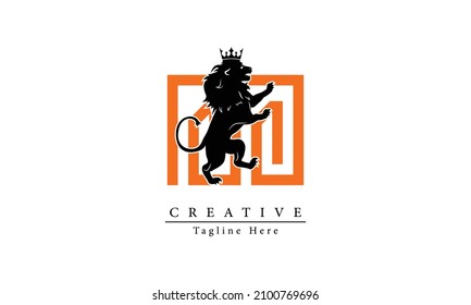 Luxury initial letter M lion logo modern icon, template design