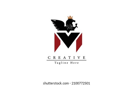 Luxury initial letter M lion logo modern icon, template design