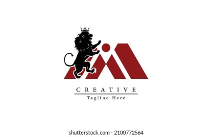 Luxury initial letter M lion logo modern icon, template design