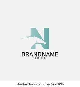 luxury initial letter N horse logo. modern icon, template design