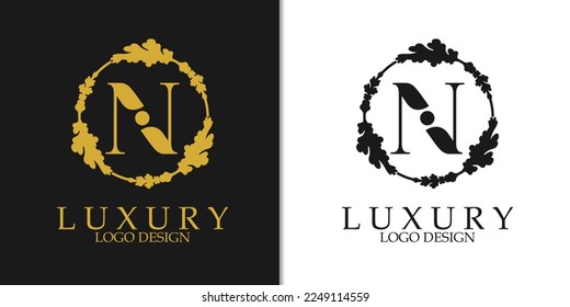 Luxury initial letter N Logo Design, Elegant modern minimal logo template, suitable for, business, wedding, boutique, company, etc
