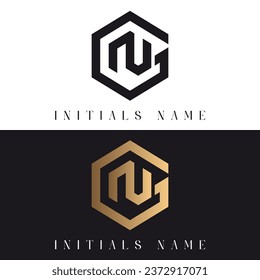Luxury Initial Letter NG or GN Monogram Text Letter Logo Design