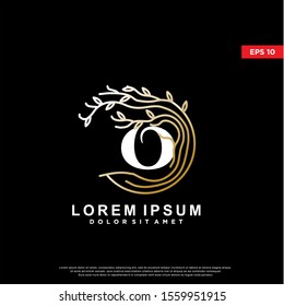 luxury initial letter o rooted tree logo. modern icon, template design