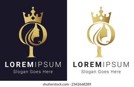 Luxury Initial Letter P with Beauty Face Logo Design Letter P with Crown Logotype Queen Face Royal Letter P