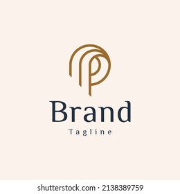 luxury Initial Letter p line outline Logo