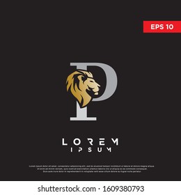 luxury initial letter p lion logo. modern icon, template design