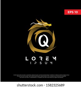 luxury initial letter q dragon logo. modern icon, template design