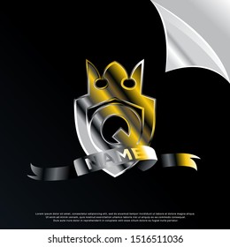 luxury initial letter Q inside crown emblem icon, modern template logo design