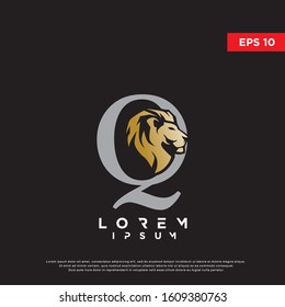 luxury initial letter q lion logo. modern icon, template design