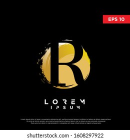 luxury initial letter r round brush logo. modern icon, template design