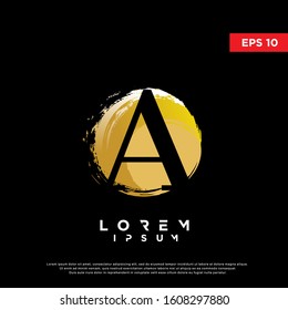 luxury initial letter a round brush logo. modern icon, template design