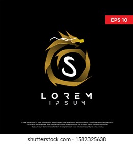 luxury initial letter s dragon logo. modern icon, template design