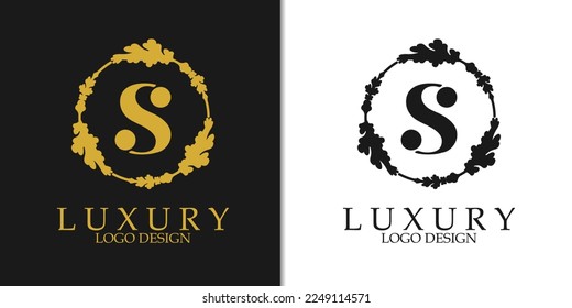 Letra inicial de lujo Diseño de logotipo S, elegante plantilla de logotipo minimalista, adecuada para, negocios, boda, boutique, empresa, etc.
