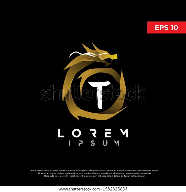 Luxury Initial Letter T Dragon Logo Stock Vector Royalty Free